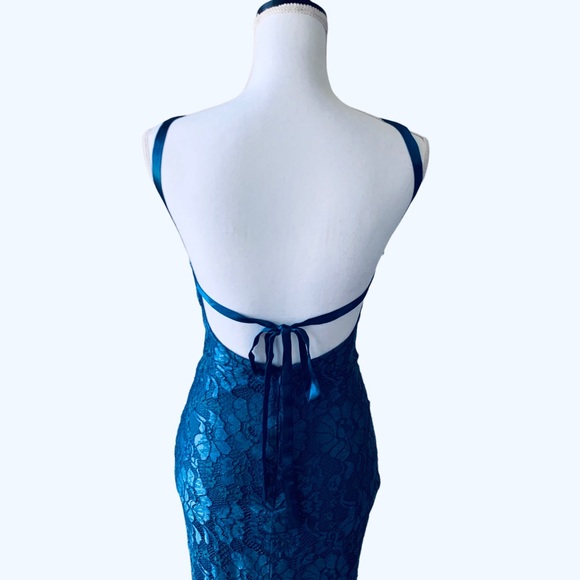 LULU’S WISHFUL WANDERING BLUE LACE BODYCON MIDI DRESS - Picture 14 of 16